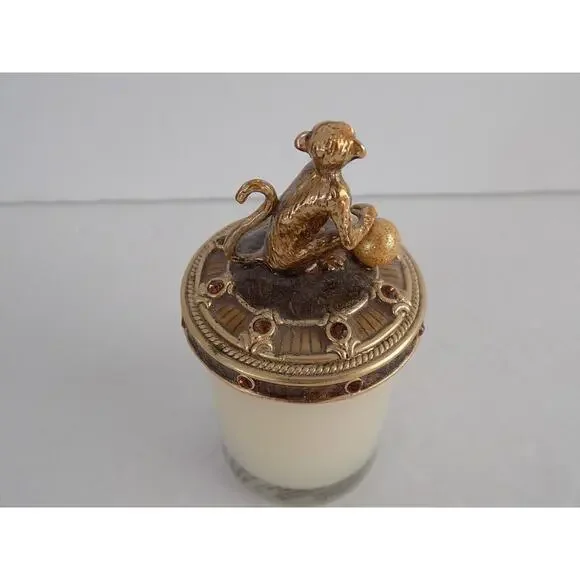 St. John Home lidded candle monkey rhinestones Ambrosia scent - Picture 3 of 5